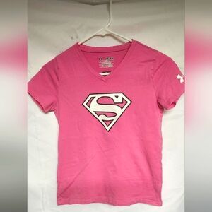 Under Armour Pink Short Sleeve Tee with Superman Logo